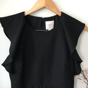 J. Crew Suiting Black Flutter Sleeve Shift Dress